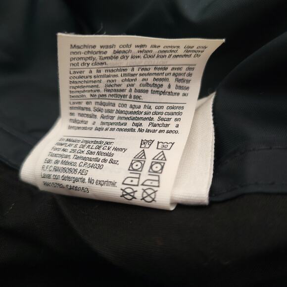 Champion Cropped Coaches Jacket Black Oversize Logo Snap Front Women Large - Picture 12 of 12